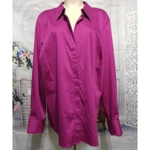 NWT Lane Bryant Magenta LS Button Top 22/24